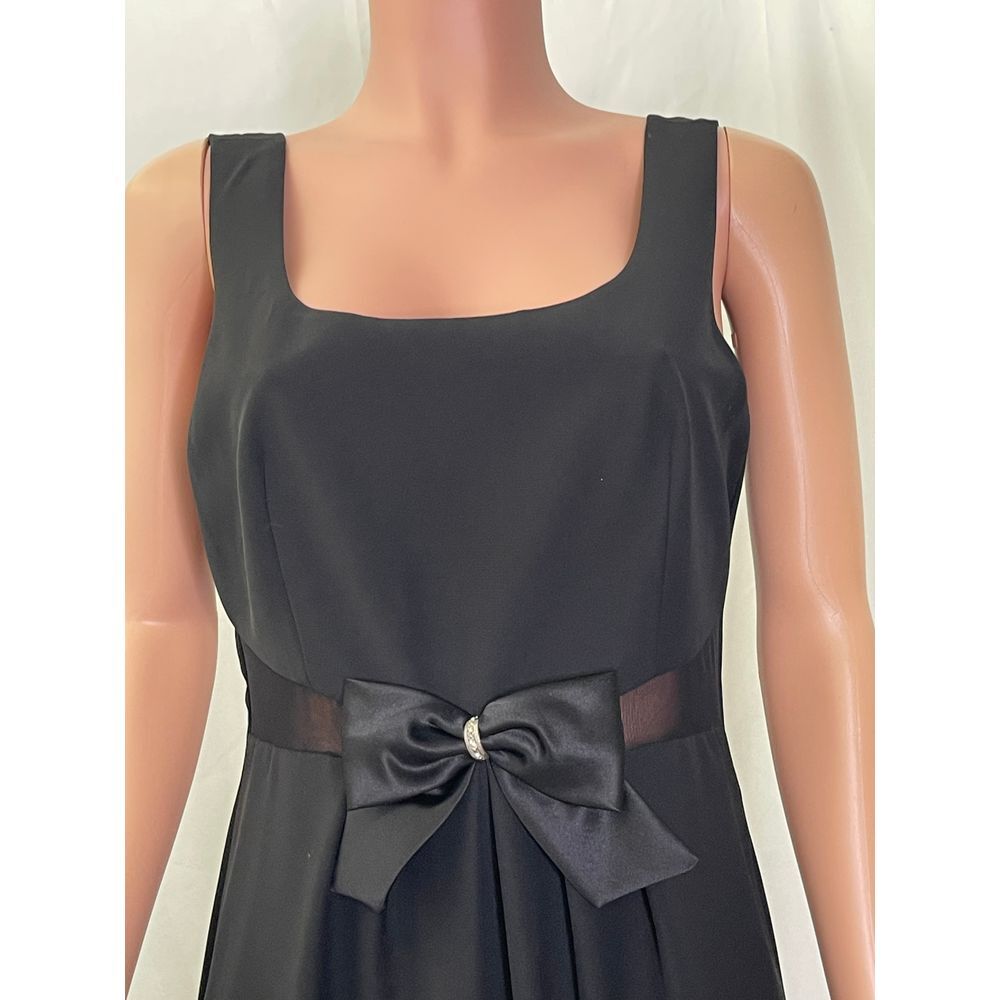 Vintage Cattiva black bow M dress, elegant classy, Old Hollywood, LBD mesh sides - Picture 2 of 14